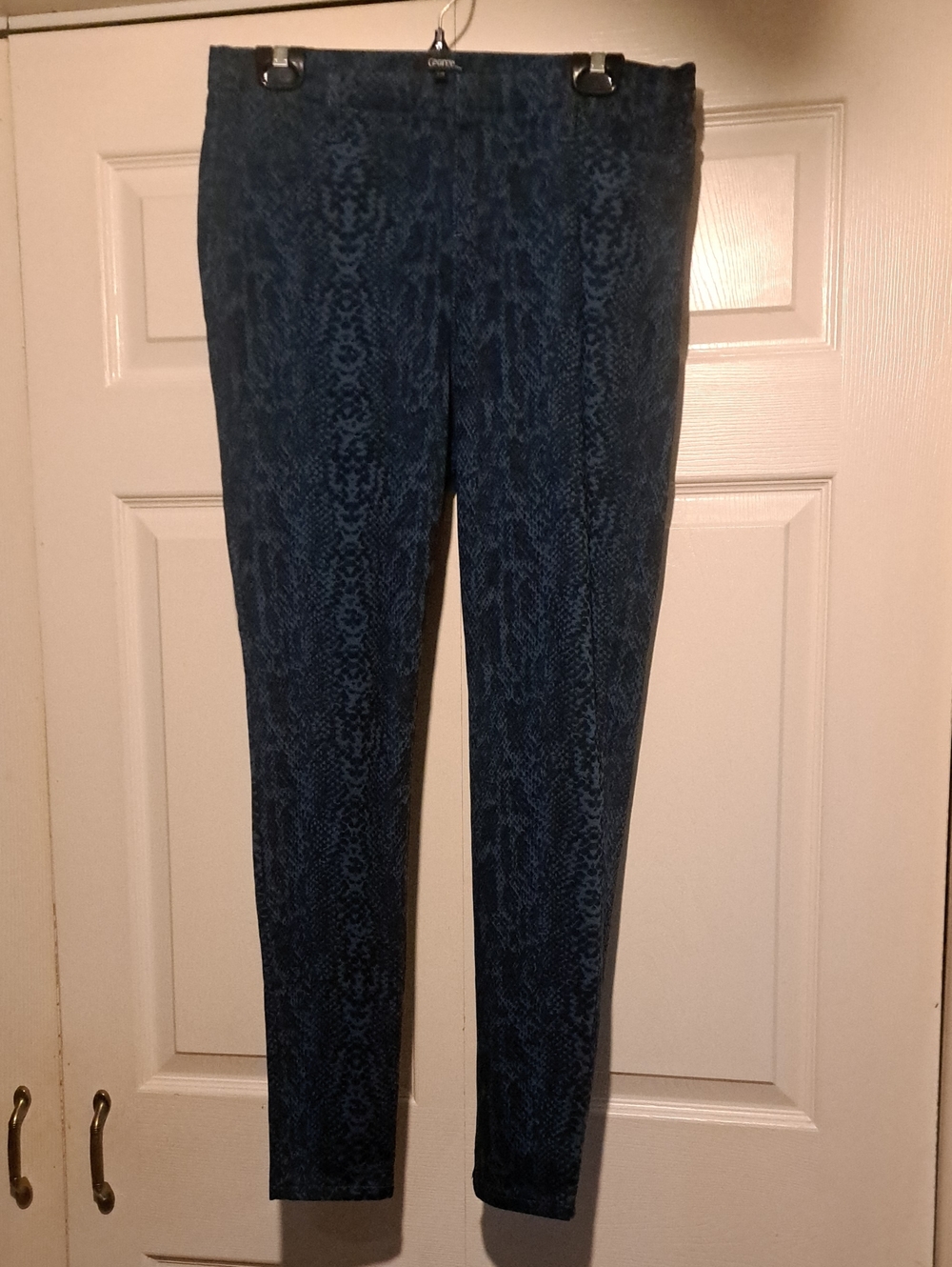 George Navy Snake-Print Skinny Jeans